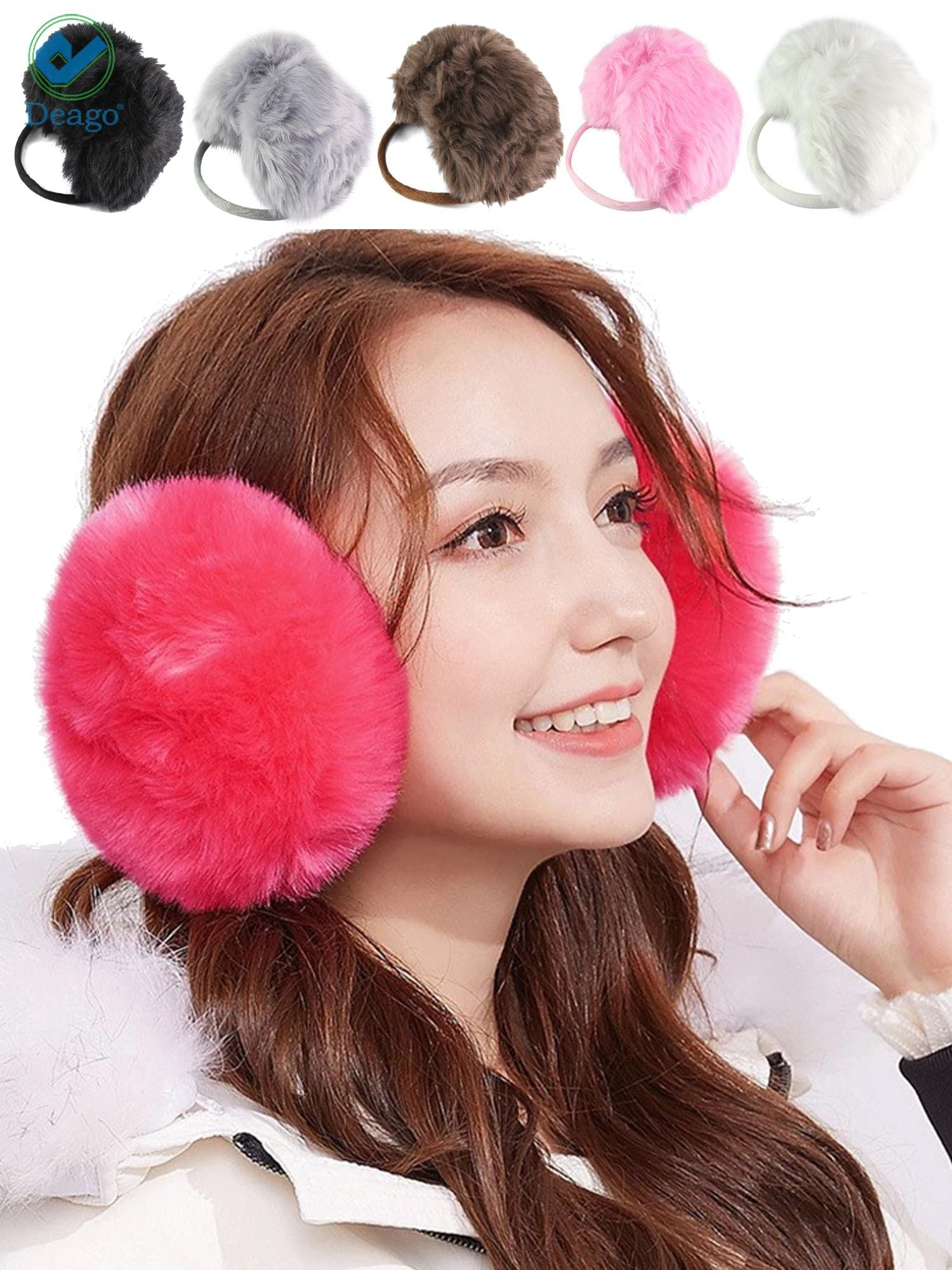 Ladies Winter Warm Knitted Ear Muffs Faux Fur Heat Holders Cold Weather