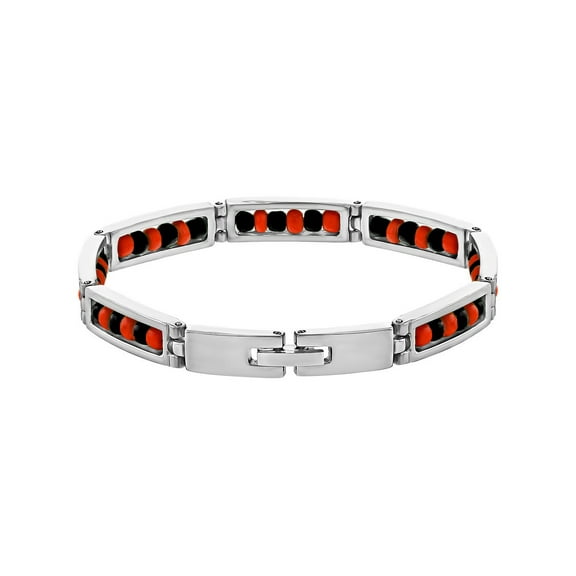Stainless Steel Link Wristband Evil Eye Protection Beaded Elegua Bracelet 9"