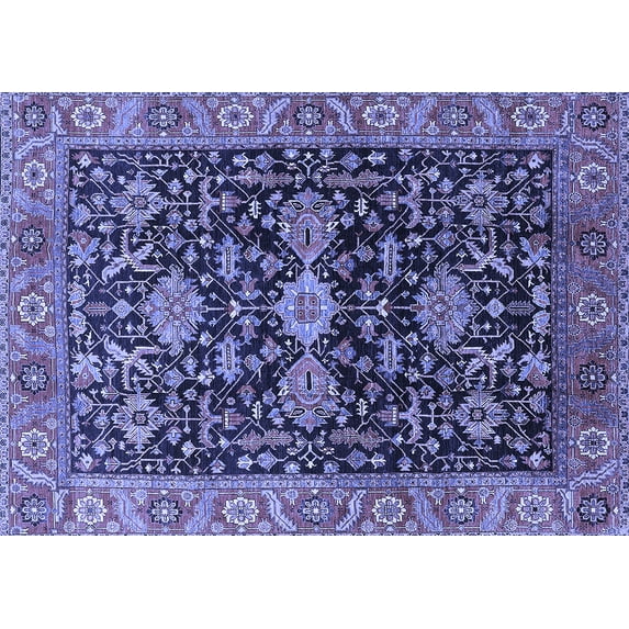 Ahgly Company Machine Washable Indoor Rectangle Oriental Blue Industrial Area Rugs, 3' x 5'