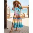 thumbnail image 1 of 2024 Robes Hawaïennes pour Femmes Imprimé Cocotier Robes Midi Vacances Manches Courtes Mode Été Col en V Robes FJH, 1 of 6