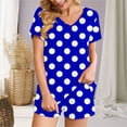 thumbnail image 6 of Summer 2 Piece Outfits for Women 2024 Polka Dots Short Sleeve V Neck Night Shirt and Shorts Sets Home Soft Pajamas (L, Blue 02), 6 of 6