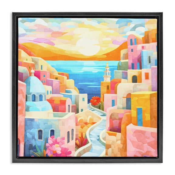 Stupell Industries Bohemian Pastel Seaside Dreams Black Floating Frame Canvas Art, 18 x 18, by Andrea Haase