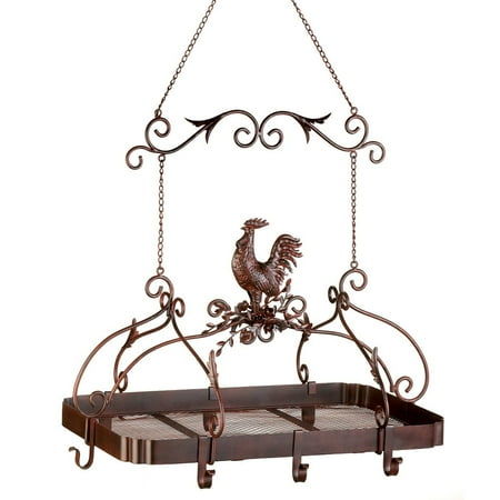 Pot Pan Rack Rooster Iron Hanging Kitchen Pot Racks Ceiling Pan Organizer