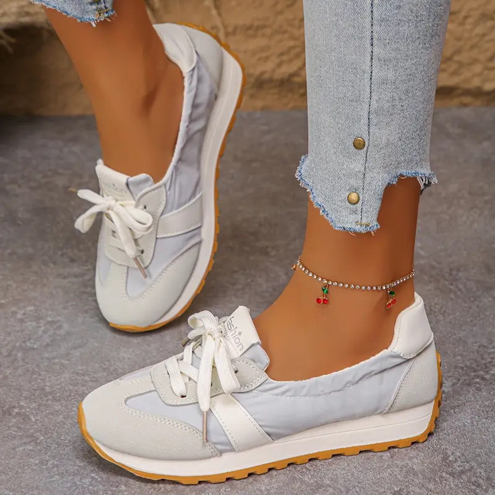 Womens Casual Fashion Sneakers Comfort Trendy Elastic Slip on Walking Flats Non Slip Nursing Work Loafers