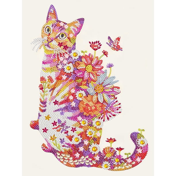5D DIY Taladro Parcial en Forma Especial Gato Mariposa 30x40cm
