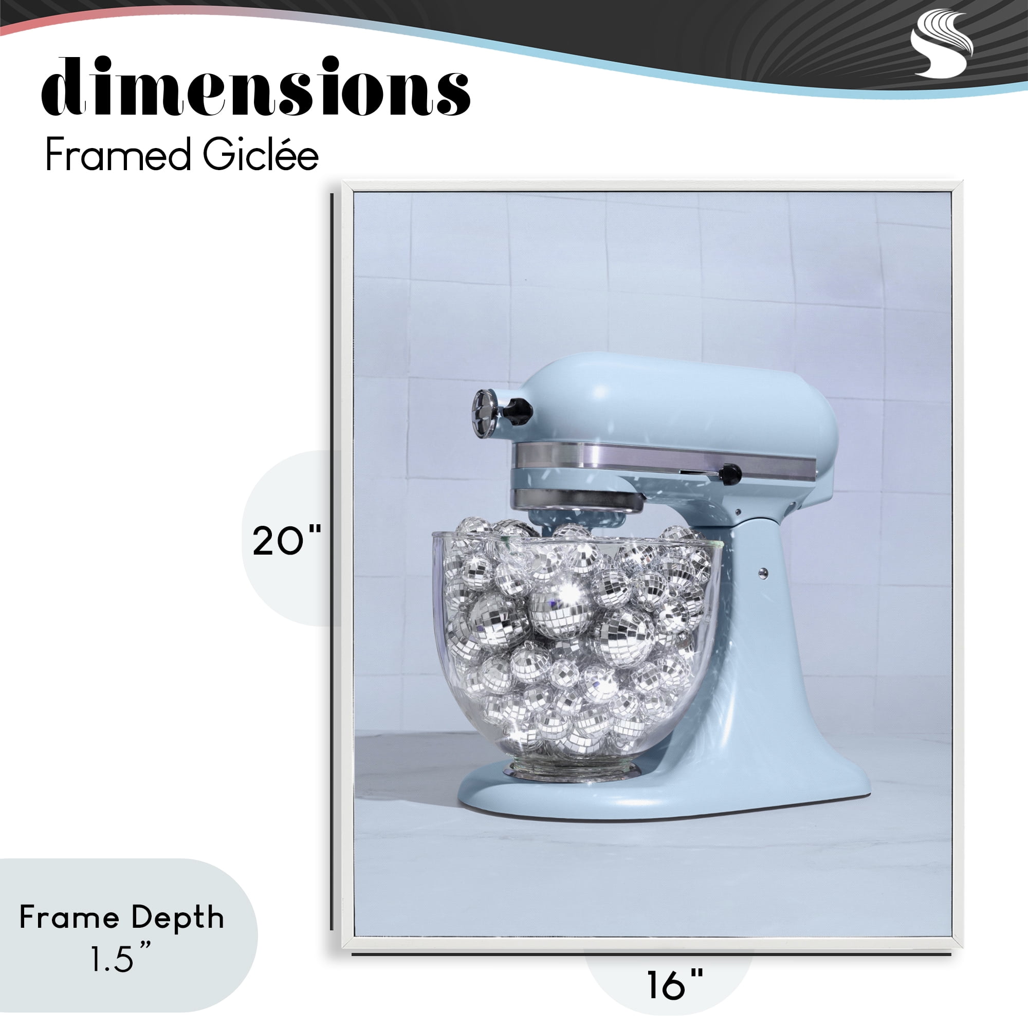 Stupell Industries Disco Kitchen Mixer over Blue White Framed Giclee Art, design by LISH Creative