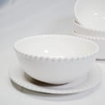 thumbnail image 6 of American Atelier, Round, White Bianca Bead Earthenware Dinnerware Set, 16-Piece, 6 of 7