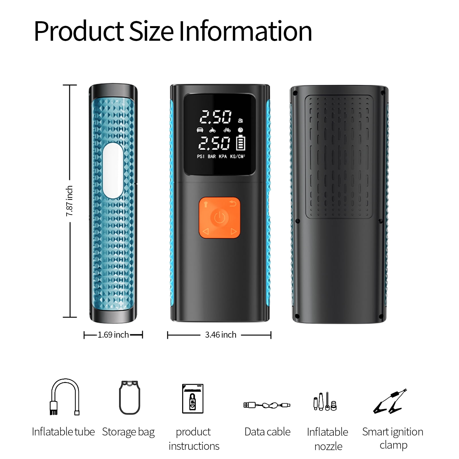 Yaoinaoou QB09 Car Jump Starter & Air Compressor - 8000mAh Portable Power Bank, 10Bar Digital Tire Inflator with LED Light, Battery Booster for Cars, SUVs, Motorcycles