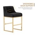 thumbnail image 4 of SEYNAR Mid-Century Modern Velvet Low-Back Bar Stools with Metal Frame, Set of 2（Black）, 4 of 14