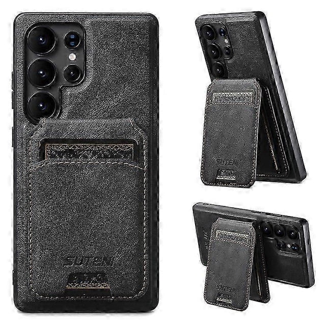 Funda magnética para Samsung Galaxy S22 Ultra 5G con tarjetero, de piel con textura de vaca.