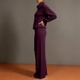 thumbnail image 5 of Basysin Women Half Zip Pullover Sweatshirt Wide Leg Pants Two Piece Outfit Set Loose Comfort Tracksuit Soft Loungewear Sweatsuit, 5 of 6