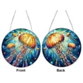 thumbnail image 2 of NEW HABIITS DIY Dotted Diamond Pendant, Diamond Art Painting Creative Design Round Home Decoration Pendant (Double-Sided Pattern, Single-Sided Dotted Diamond)-Jellyfish, 2 of 12
