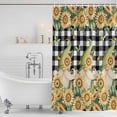 thumbnail image 3 of Sunflower Gnomes Shower Curtain, Waterproof Shower Curtains for Bathroom, Black Plaid Eucalyptus Leaf Butterfly Washable Fabric Bathtub Curtain Set Bath Decor with 12 Hooks Standard 72"x72", 3 of 8