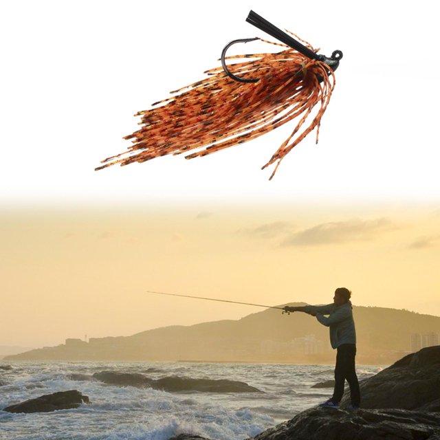 Señuelo de pesca con plantilla, aparejo de pesca, alambre de silicona artificial, swimbait, cabeza plomada para Marrón