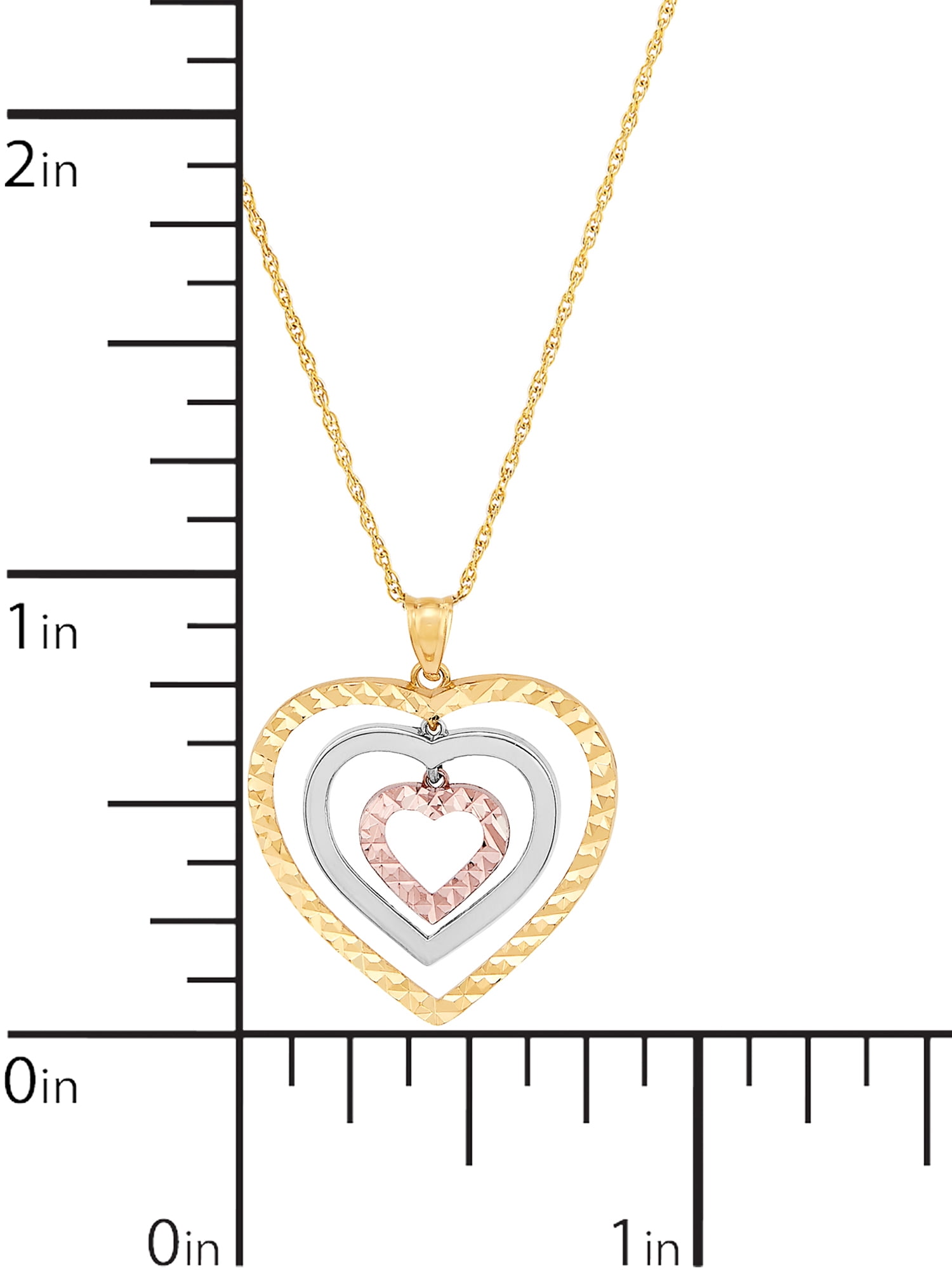 Brilliance Fine Jewelry 10K Tri Tone Gold Triple Open Heart