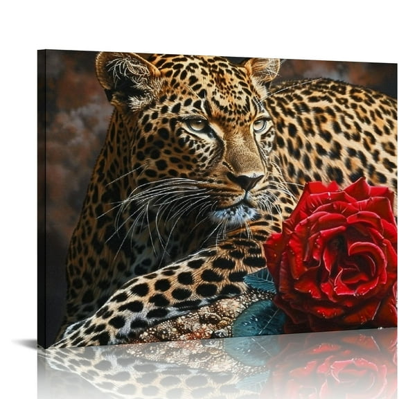 Orinice Leopard Rock Rose Fine Art Aesthetic Poster & Print Wall Painting for Classroom Kitchen Office Farmhouse Bathroom Room Decor Pictures Wall Art Canvas Living Room Bedroom Home Office Wall