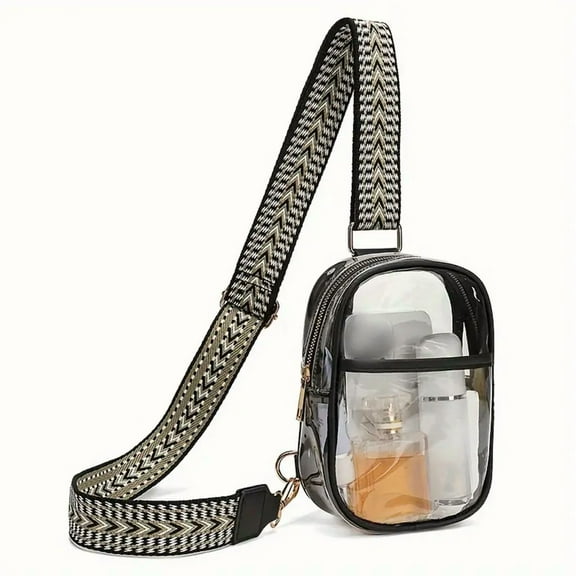 Clear Bag For Stadium Events, Clear Bag Purses For Women Crossbody Transparent, Crossbody Purses For Concerts Sports-Black