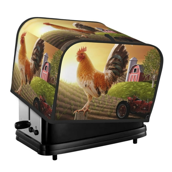 Fotbe Country Farm Morning Rooster for Four Slice Toaster Cover, Fingerprint Protector, Super Soft Appliance Cover And Dust Cover,Bread Dust Cover & Fingerprint Protection