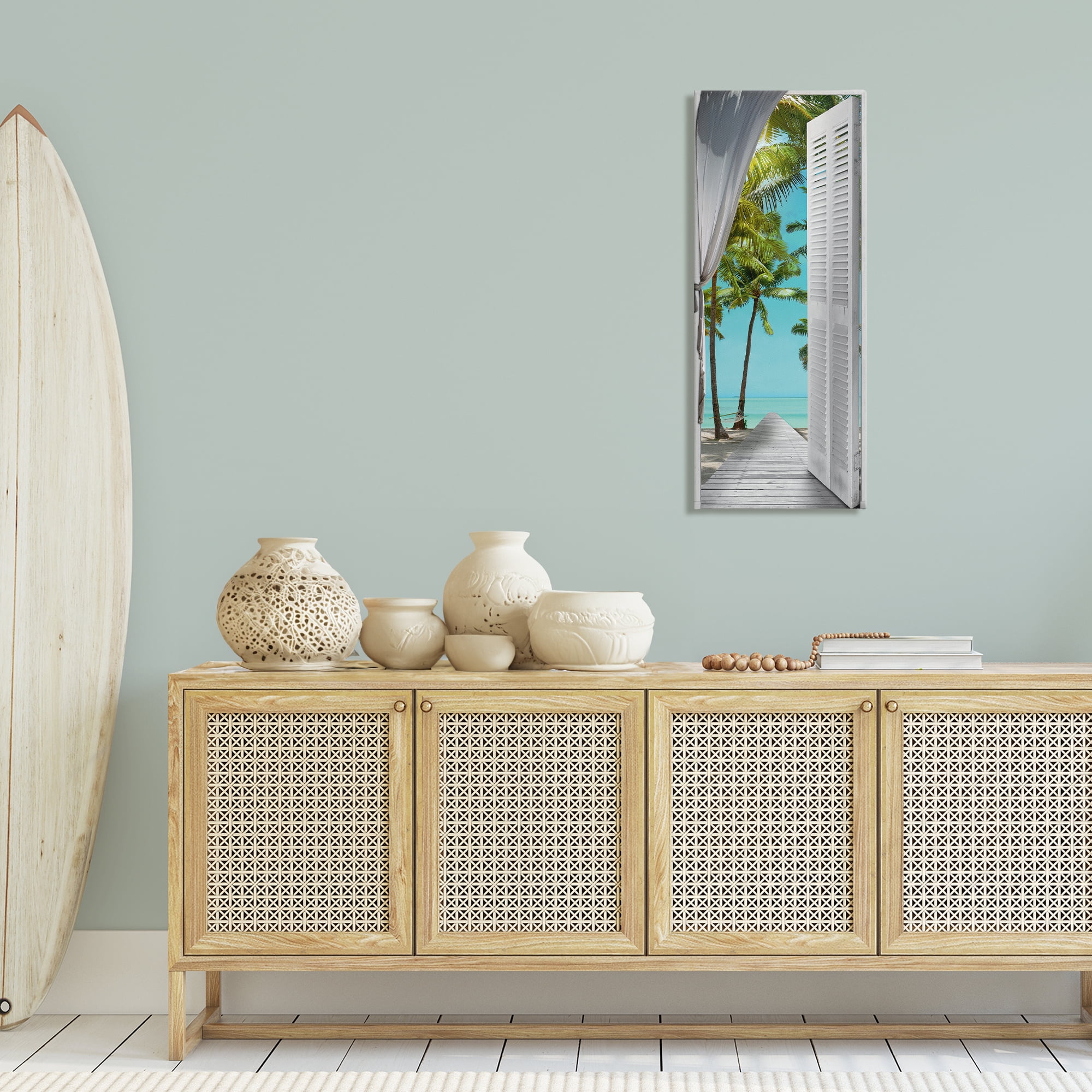 Stupell Industries Tropical Beach Villa View Nautical & Beach Painting Wrapped Canvas Art Print Wall Art, 17 x 40
