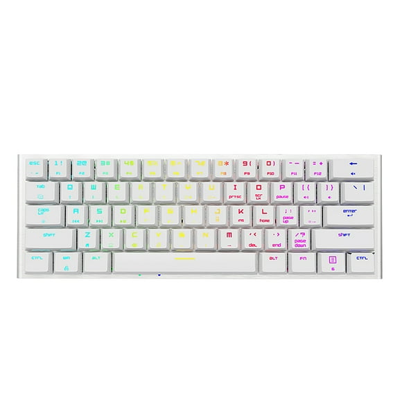 Magic-Refiner MK28 Three-mode Mechanical Keyboard 61 Keys RGB Keyboard Support BT5.0/2.4G/USB Wired Connection Red Switches White