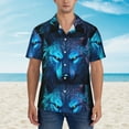 thumbnail image 2 of Logiee Futuristic Blue Light Wolf Print Mens Hawaiian Shirts,Loose-Fit Short Sleeve Button Down Tropical Aloha Beach Shirt,Summer Vacation Wedding Tops,Medium, 2 of 7