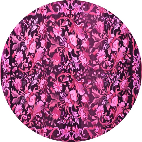 Ahgly Company Indoor Round Medallion Pink French Area Rugs, 5' Round