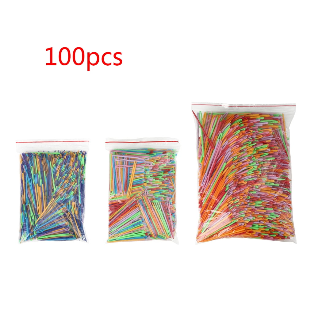 100Pcs Large-Eye Plastic Sewing Needle Colorful Safety Lacing Needle 3 Different Size Yarn Sewing Needle for Hand Sewing