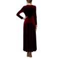 thumbnail image 4 of Vestido Urban CoCo para mujer, manga larga, cuello en V, terciopelo, rojo, 4 of 4