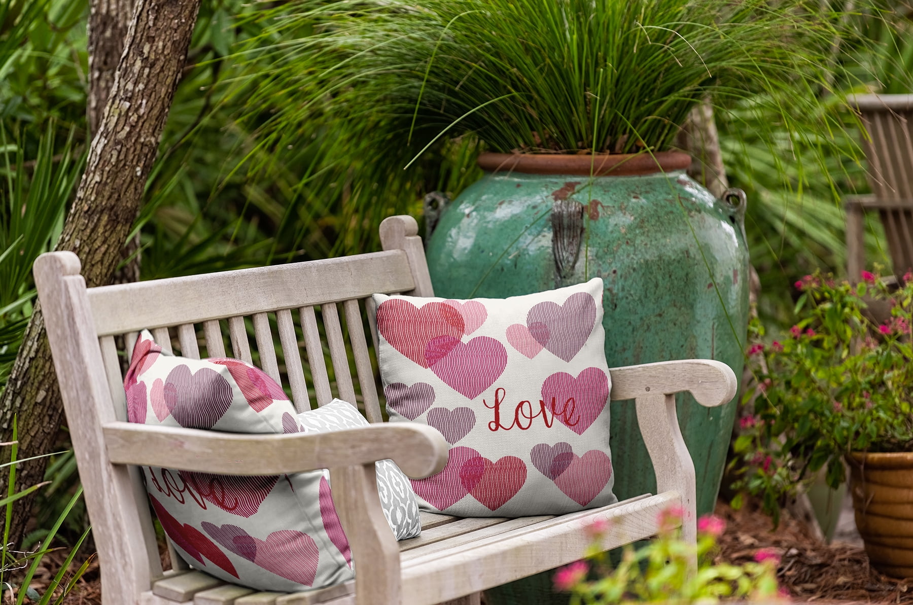 20" x 20" Simply Daisy Colliding Hearts Polyester Indoor/Outdoor Pillow, Firecracker Qty 1