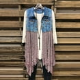 thumbnail image 2 of jsaierl Women Fashion Denim Vest Splicing Lace Hem Jacket Sleeveless Outerwear Vest Coat, 2 of 3