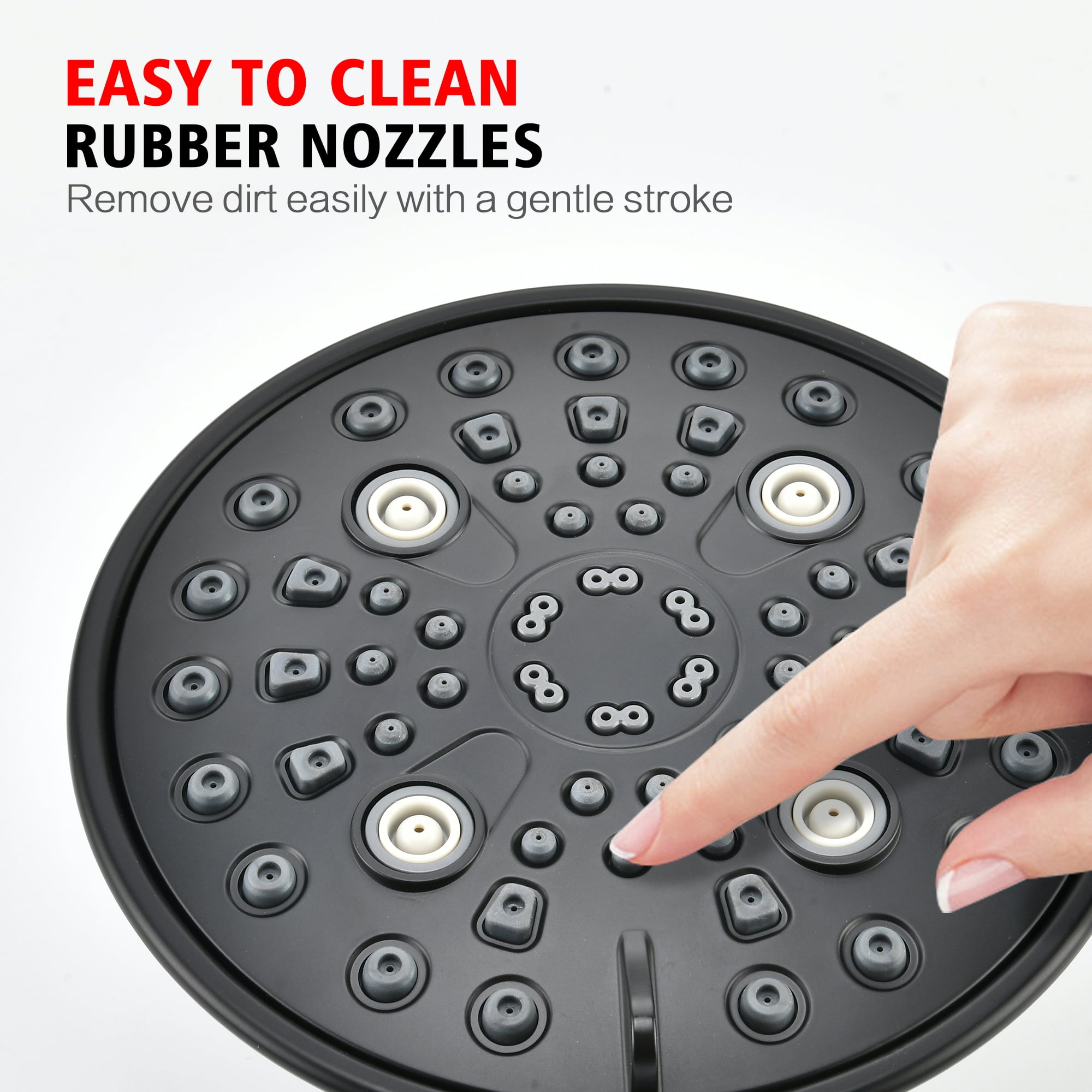 sumerain Luxurious High Pressure 6-setting Shower Head Combo with 20 Inch Long Shower Arm for Couples, Matte Black