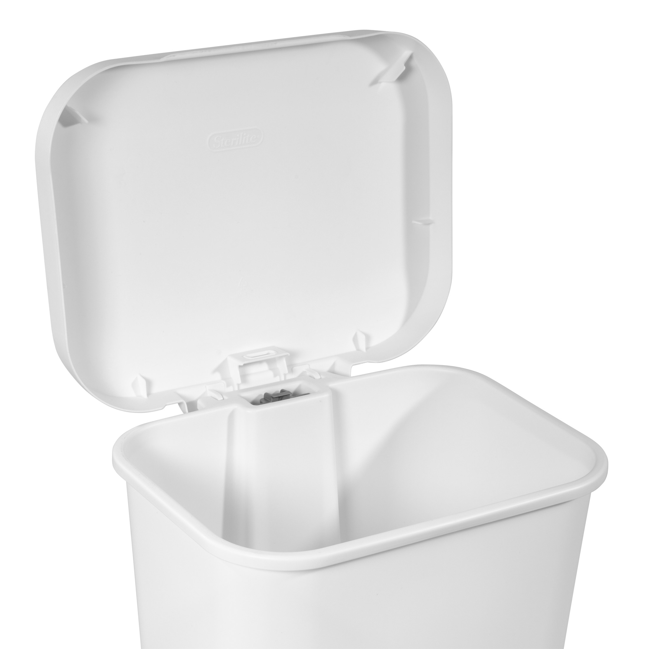 Sterilite Large Kitchen Trash Can, 11.9 Gallon Plastic Garbage Bin with Step Lid, White