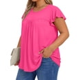 thumbnail image 4 of Fantaslook Womens Blouses Dressy Casual Pleated Tunic Tops Floral Ruffle Sleeve Summer Shirts, 4 of 9