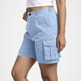 thumbnail image 6 of Shorts for Women Summer Elastic High Waisted Solid Color Cargo Elastic Waistband Comfort Casual Jean Shorts with Pockets S-2XL, 6 of 8