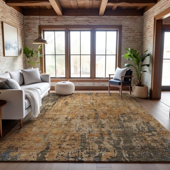 Addison Rugs Mayfield Premium Machine Washable Transitional Abstract Copper Rectangle Rug, 9' x 12'