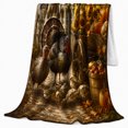 thumbnail image 2 of Printed Flannel Throw Blanket with Rustic Thanksgiving Turkey Harvest Scene Autumn Thanksgiving, 2 of 9