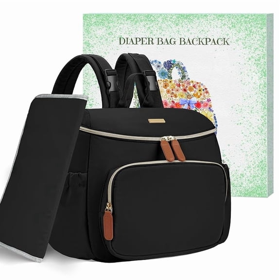 Diaper Bag Backpack, Lightweight Baby Bag for Moms and Dads, Compact Travel Diaper Backpack with Stroller Straps & Changing Pad, Waterproof & Stylish Baby Bag for Everyday Essentials