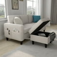 thumbnail image 5 of Aukfa 78" Sectional Sofa with Storage Ottoman, L Shape Couch for Living Room, Cotton, Beige, 5 of 7