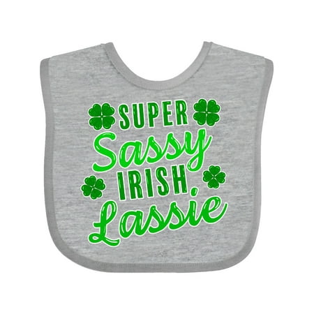 

Inktastic Super Sassy Irish Lassy with Green 4 Leaf Clovers Gift Baby Boy or Baby Girl Bib