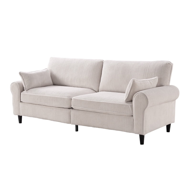 Howcool 80.7"W Corduroy Loveseat Sofa,Mid-Century Modern 2-Seater Sofa Couch, Heavy-Duty Iron & Wood Frame, Soft Upholstered Loveseat for Living Room/Bedroom