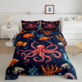 thumbnail image 2 of Erosebridal Ensemble de Couette Simple Pieuvre Rouge, Insert de Couette Poissons de Mer Océan, Déco de Chambre Garçons Filles, Réversible 2 Pcs, 2 of 7