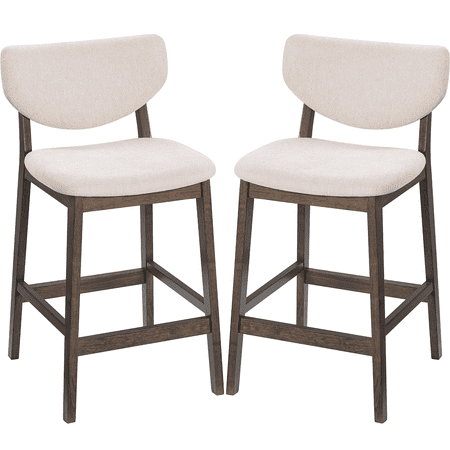 Prilinex Kitchen Bar Stools Set of 2, 26 Inch Counter Height Barstools, Island Chairs with High Backrest & Solid Wood Legs, Counter Stools for Kitchen Island, Pub
