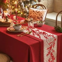 Christmas Garland Red Berry Garland - Artificial Reusable Berry Vines, Holiday Winter Garland for Winter Wedding Party Backdrops Mantel Stair Front Door Indoor Outdoor Decor