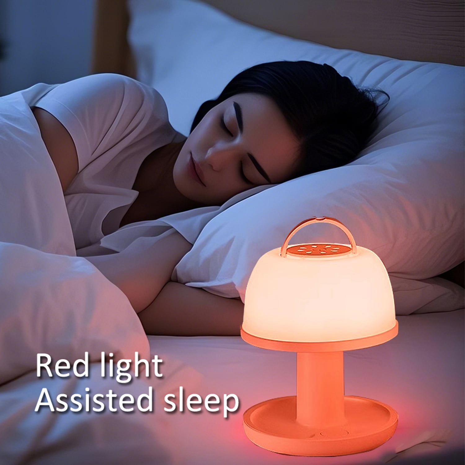 D.FAMILY Night Light with Red Sleep Aid, Dimmable Bedside Lamp for Nursery & Bedroom