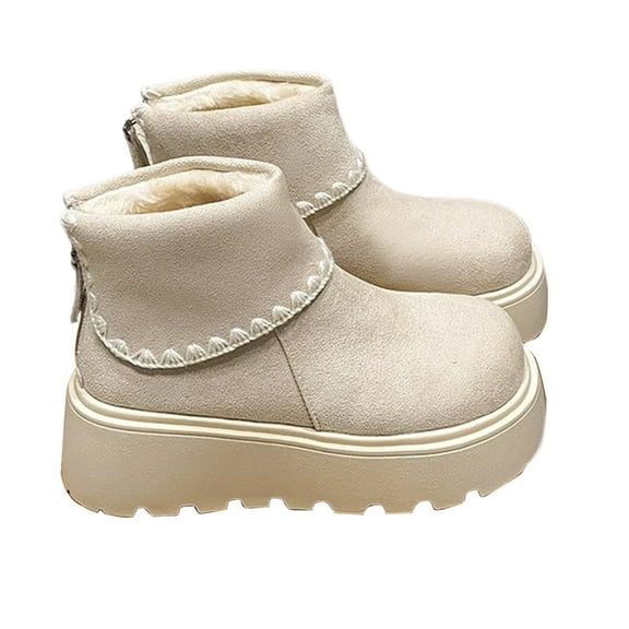 Winter Warm Shoes Snow Boots for Women Retro Platform Boots Winter Lined Ankle Booties Non Outdoor Fashion Footwear for Cold Weather