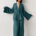 thumbnail image 5 of Heiheiup Dresses For Women 2024 Ladies' Spring And Autumn Solid Color Fashion Long Sleeve Slacks Crepe Ladies' Solid Color Nightgown Home Clothes, 5 of 5