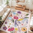 thumbnail image 2 of Jamfeel Floral Print Area Rug Ultra-Thin Indoor Carpet Low Pile Non Slip Washable Rugs for Living Room, Bedroom, 4'x6' Pink, 2 of 7