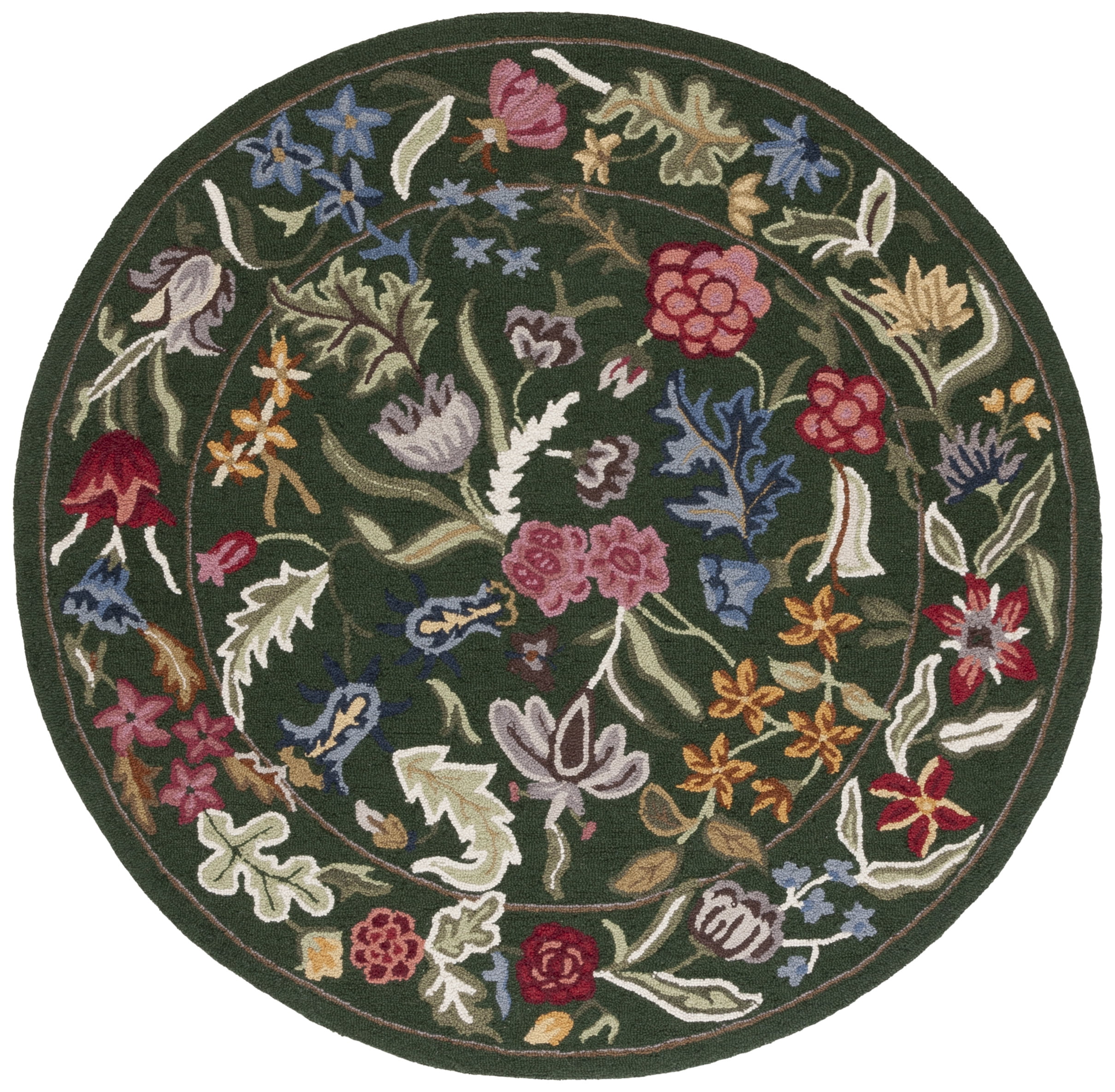 Safavieh Chelsea Mabelle Floral Wool Area Rug, Green/Pink, 4' x 4' Round