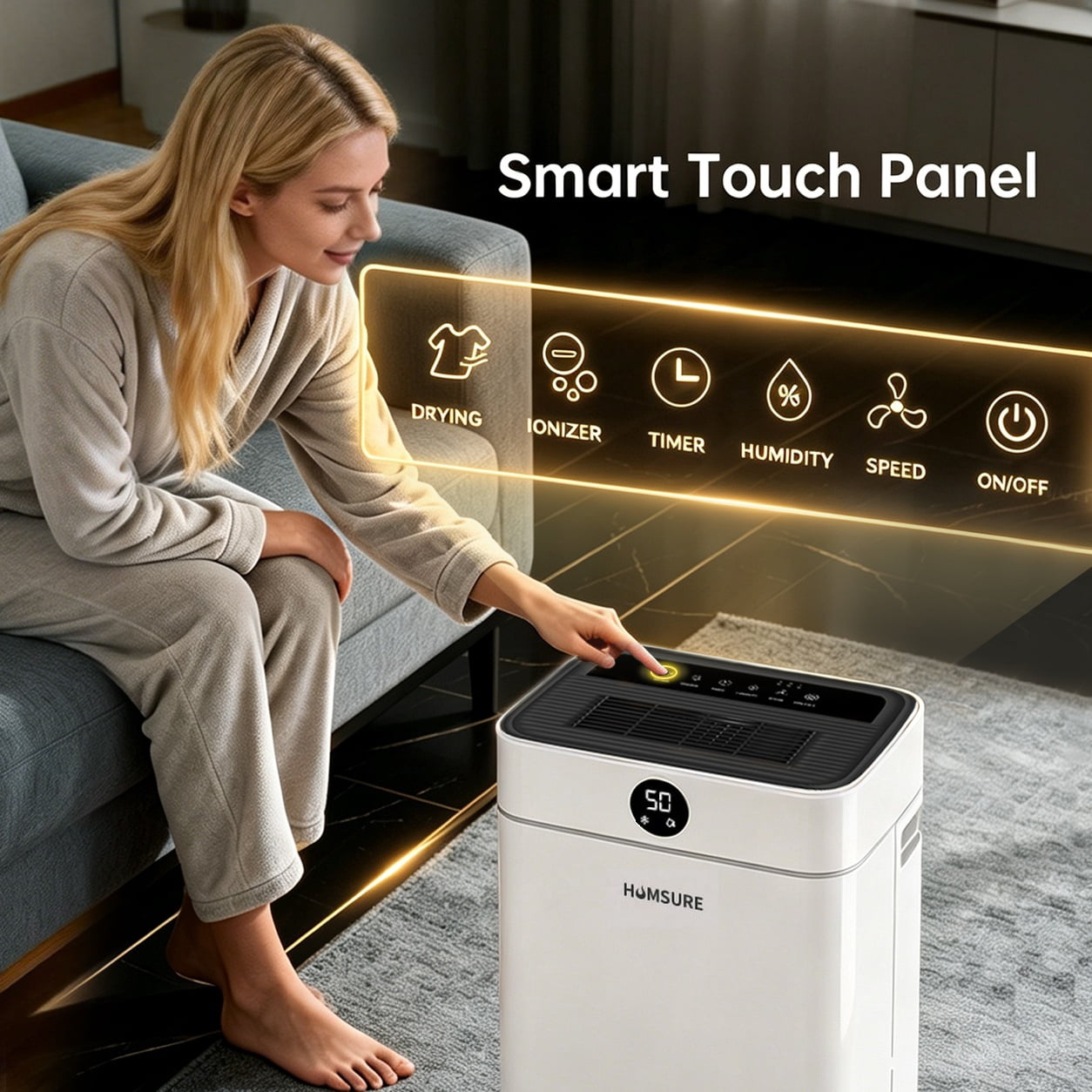 HUMSURE 50 Pint Dehumidifier for Basement, Compressor Dehumidifier with Auto Defrost & Drain Hose, Covers up to 3500 Sq. ft.