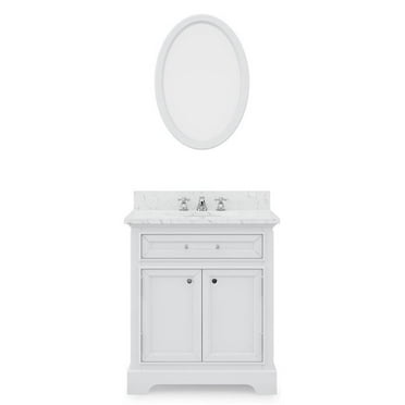 Water Creation Derby 30" Wood Single Bathroom Vanity in Pure White/Chrome